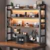Desktop storage rack multi-layer storage iron rack computer desk storage rack desktop hole board solid wood bookshelf