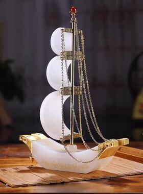 怀尔德的一帆风顺帆船阿富汗白玉商务礼品雕刻办公室装饰装饰礼品