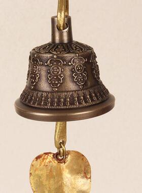 西藏供应尼泊尔手工迷你雕刻风铃纯铜钟铜钟经轮挂件门首饰