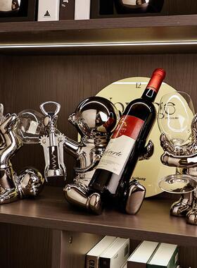 创意高档红酒架摆件酒柜装饰品陶瓷轻奢家居客厅电视柜太空人摆设