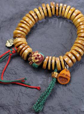 藏式耗牛骨念珠药片珠DIY文玩手链手编绳流苏计数器鹿角配件