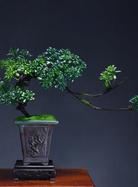仿真绿植轻奢迎客松小型桌面盆栽室内仿生植物造景装饰摆件假花树