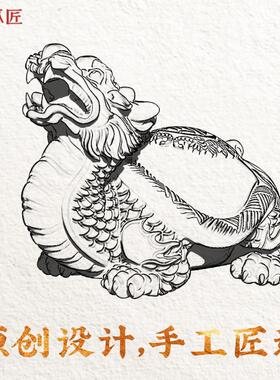 琢匠神兽霸下龙龟家居装饰摆件高级工艺礼品摆饰把玩青铜手把件创