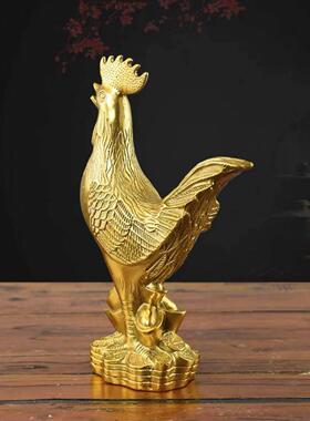 黄铜公鸡摆件铜金福鸡纳生肖鸡元宝鸡鸡金钱鸡485福家居办公室装