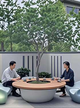 玻璃钢特大号口径花盆茶几桌多用途简约户外庭院露台树池种树花箱