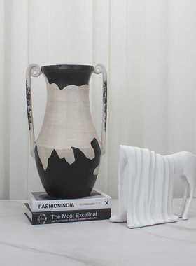 摆件装饰品民兰迪花瓶宿软莫桌面侘手寂作书房陶瓷风居家陶艺现代