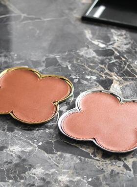 花创意四叶草瓣皮革首收纳饰盘摆件轻奢样板品房卧室GNS衣帽间饰