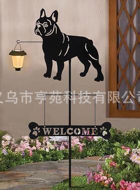 跨境欢迎桩花插摆件布置装饰摆件花园铁艺插件家居庭院地插欢迎桩