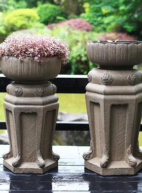 现代饰简约花盆花摆件户F043曲脚外花园石凳子式中园林庭院布置架