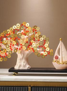 采购产品新的中国风摇钱树吸引财富，温暖的家庭装饰，客厅电视柜