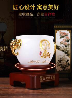 琉璃聚宝盆招财摆件办公室客厅酒柜装饰品摆设店铺开业礼品工艺品