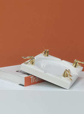 现代简约创意大理石烟灰缸样板房售楼处茶几餐桌洒店会所高级摆件