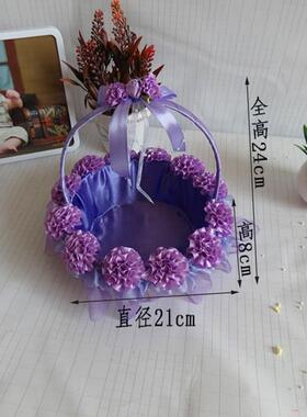 网纱婚庆花篮花童撒花瓣提篮手提藤编蕾丝装饰篮子婚礼伴娘舞蹈篮