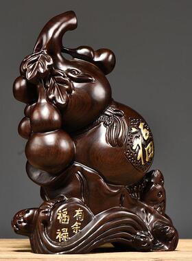 黑檀木雕葫芦摆件实木雕刻工艺品家居客厅办公室装饰摆设开业送礼