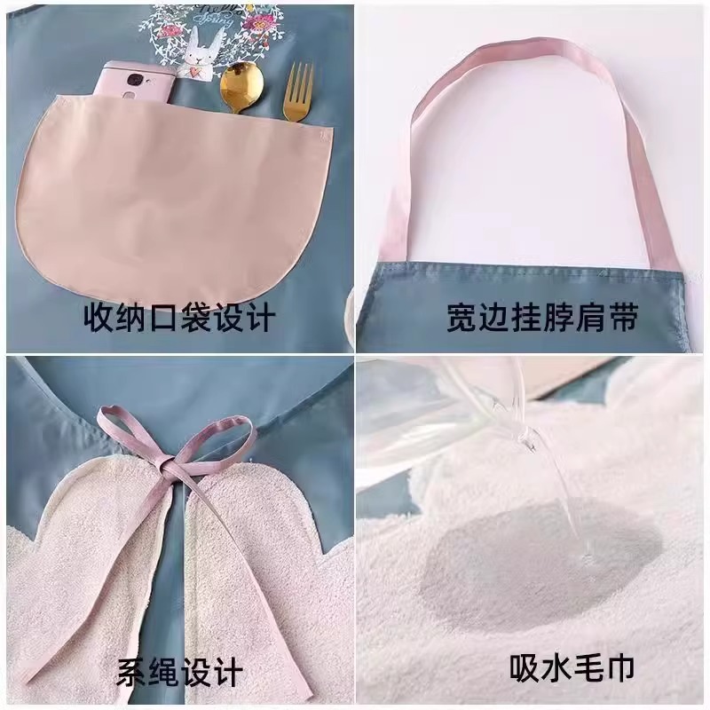 厨房家用围裙防水防油污夏季薄款可擦手围裙 - 图0