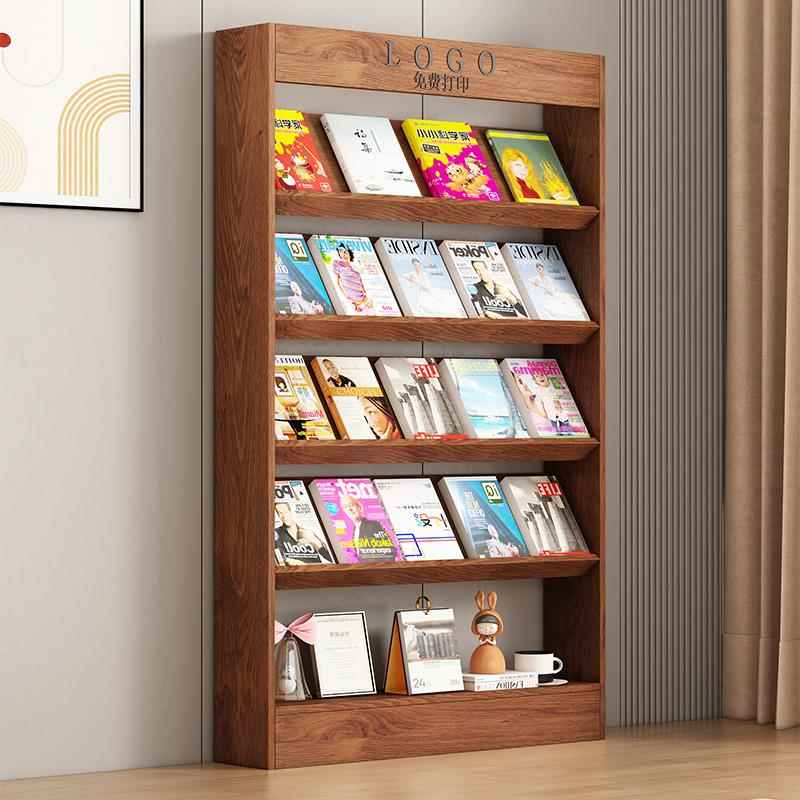 木质杂志架办公展示架报刊架宣传单页折页资料收纳书架落地书架子 - 图2