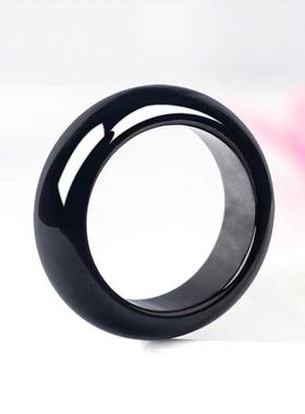 天然冰种黑曜石墨玉戒指女款小众设计男士指环情侣对戒生日礼物