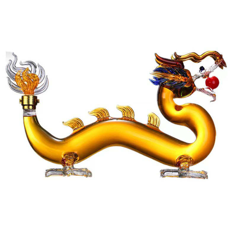 Zodiac dragon-shaped bubble wine bottle, creative glass bottle wine container, craft wine bottle, high borosilicate glass bottle ornaments