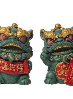 国潮风醒狮招财进宝茶宠摆件创意生意兴隆舞狮公司店庆开业伴手礼