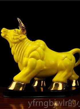 新款红色炒股旺市牛冲天摆件大号气招送领导办公室财高档公司业开