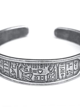 高档舐犬情书·阿及狗努比斯纯女银古埃壁画开口手镯子送友生日礼