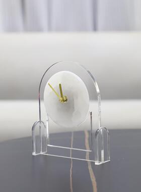 现代面简约1630透亚克力云石台钟座钟桌摆件客厅卧玄室关家居装饰