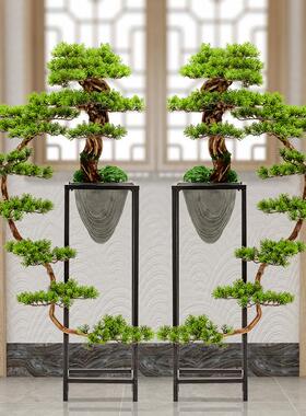新中式迎客松盆景仿真花架落地创意样板房酒店办公室装饰摆件