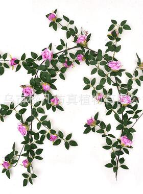 仿真植物玫瑰假花藤条婚庆拱门楼梯扶手空调管道缠绕遮挡吊顶装饰