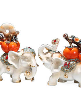 事事如意财福大象摆件一对创意家居玄关客厅电视柜轻奢高档装饰品