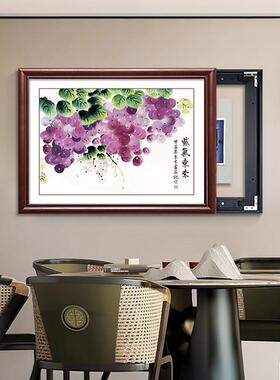 实木新中式电表箱装饰画 画免打孔遮挡入户配电箱电闸盒饭厅水果