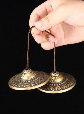 黄铜创意仿古八宝 铜镲 小号光镲 撞铃复古摆件 手工碰铃