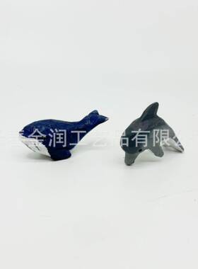 手工木雕摆件 卡通鲸鱼鲨鱼海豚 桌面公装饰 金润
