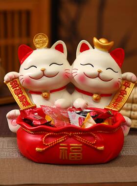 招财猫钥匙收纳入玄关装饰品新摆241001福件户门口鞋柜客厅居家乔