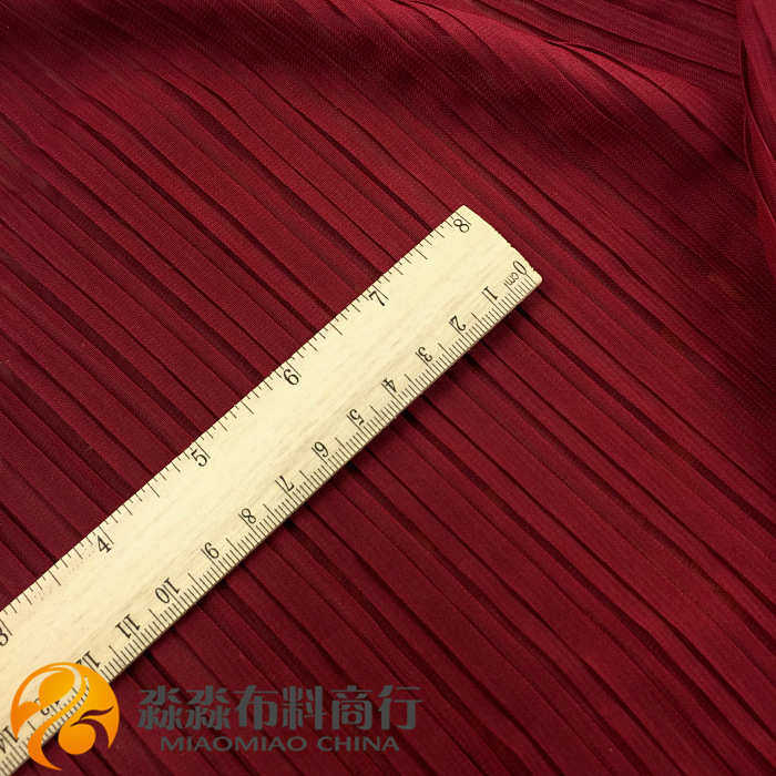 新款春夏服装工字褶布料 酒红色风琴百褶压皱雪纺 连衣裙子面料,淘宝优惠券,粉丝福利购,淘宝优惠卷
