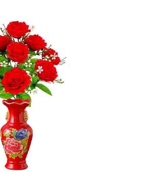 彷花红色玫瑰花假花家居装饰花摆件客厅桌面摆设结婚摆件花束