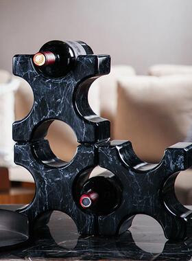 创树脂仿大理石纹几何摆酒LSZ0425架意餐件软装样板房售楼部柜子