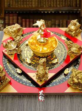 铜聚财阵葫芦龙龟麒麟貔貅金蟾聚宝盆葫芦四神兽客厅店铺招财摆件