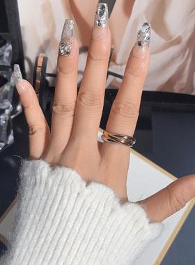 钛钢戒指 【三环戒指】轻奢气质经典时尚 百搭指环潮流男女光面简