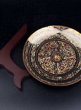 巴基斯坦铜器手工彩点墙壁挂盘家居酒店餐厅玄关仿古铜盘子摆件