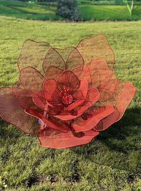 不锈钢铁艺网丝花朵公园景观金属制品牡丹花不生锈彩色鲜花摆件