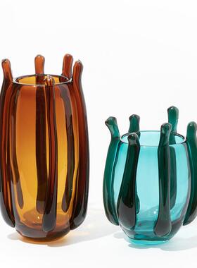 现代轻奢创意手工缠丝琉璃花瓶样板房酒店软装家居装饰玻璃瓶摆件