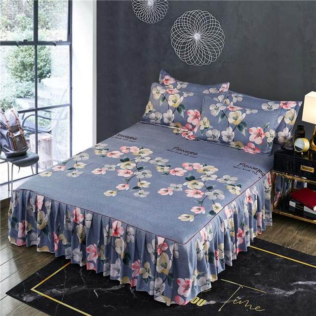 Thickened bed skirt bed cover single piece bed cover Simmons mattress protective cover anti-slip dustproof sheet 1.51.8 meters