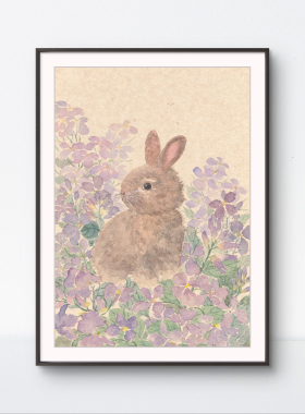 【紫韵兔影】黄峰霞限量版画装饰画现代餐厅客厅卧室治愈系挂画