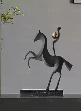 马上有钱摆件现代简约抽象金属创意家居客厅书房玄关电视柜装饰品