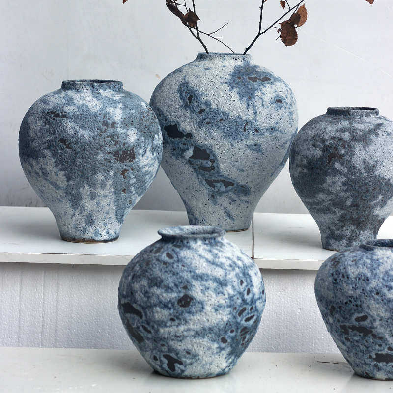 新中式粗陶罐大肚花瓶月球表面粗陶花瓶侘寂风陶罐民宿装饰茶摆件,淘宝优惠券,粉丝福利购,淘宝优惠卷