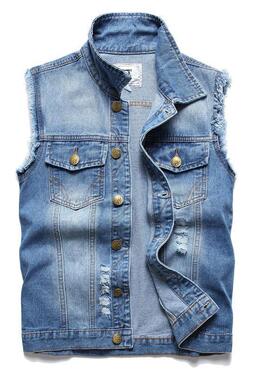 Y 15010 Men's slim denim sleeveless vest 士修身牛仔无袖马