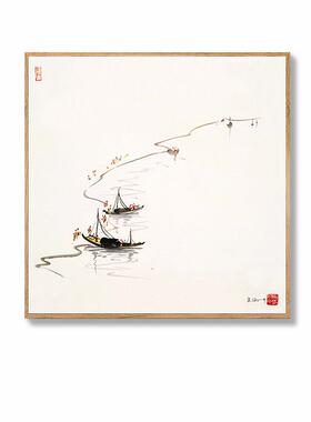 吴冠中新中式禅意艺术挂画水墨江南水乡客厅装饰画沙发背景墙壁画