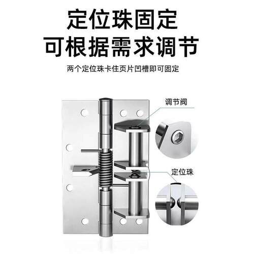 新款90度定位铰炼自动关门闭门器弹簧合页家用自由门回弹弹力直角 - 图2