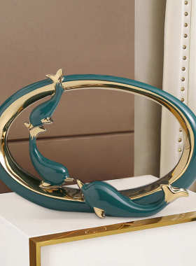 轻奢陶瓷工艺品摆件创意治愈系小物件幸福感客厅展示柜家居软装饰