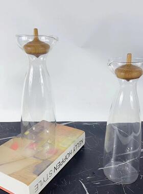 北欧风格橡木塞冷水壶柠檬水杯玻璃瓶陀螺水瓶礼品家用装饰摆件